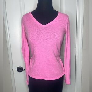 Lilly Pulitzer Hot Pink Quarter Sleeve V-neck Tee